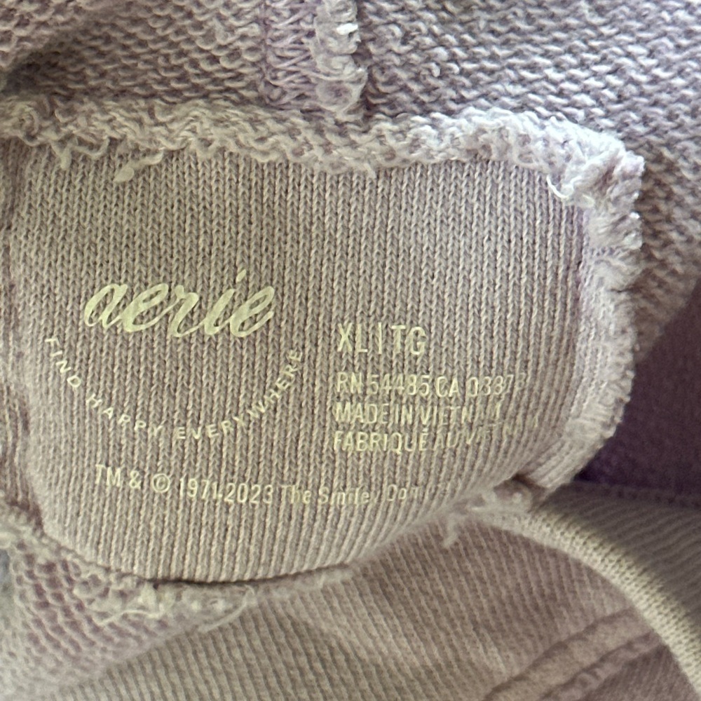 Aerie Oversized Vneck Lavender Smiley Face Sweatshirt Relaxed Size XL - Picture 7 of 8